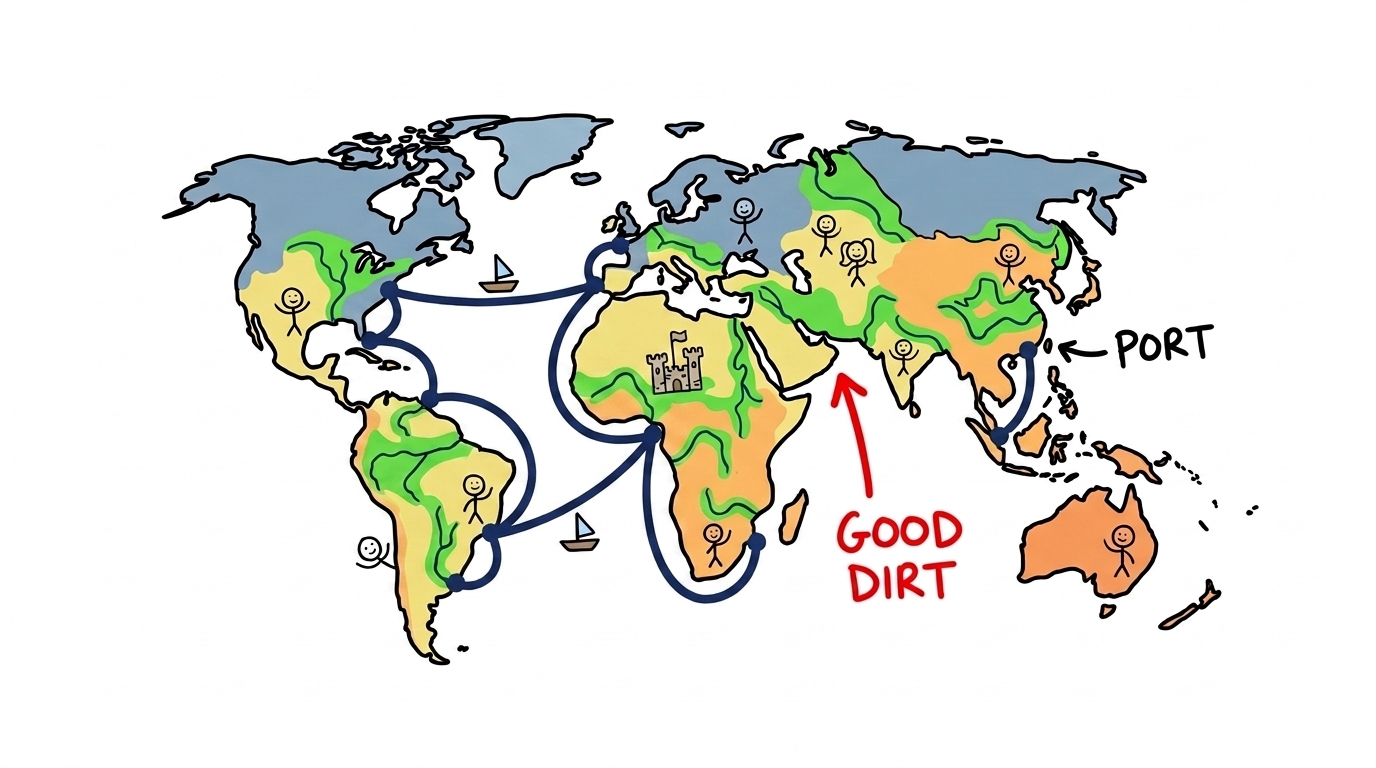 The first map. Good dirt, ports, and the ships between them. Kings ruled this for ten thousand years.