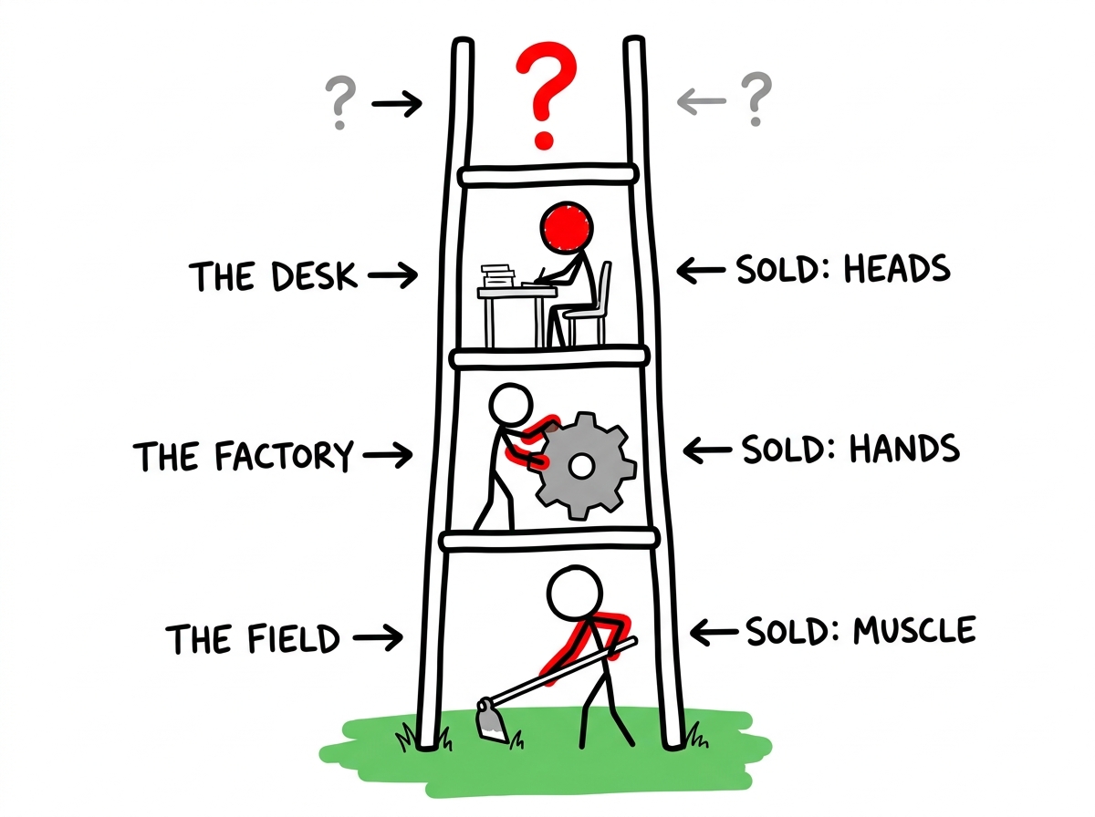 Where people worked, and what they sold. The top rung was blank.